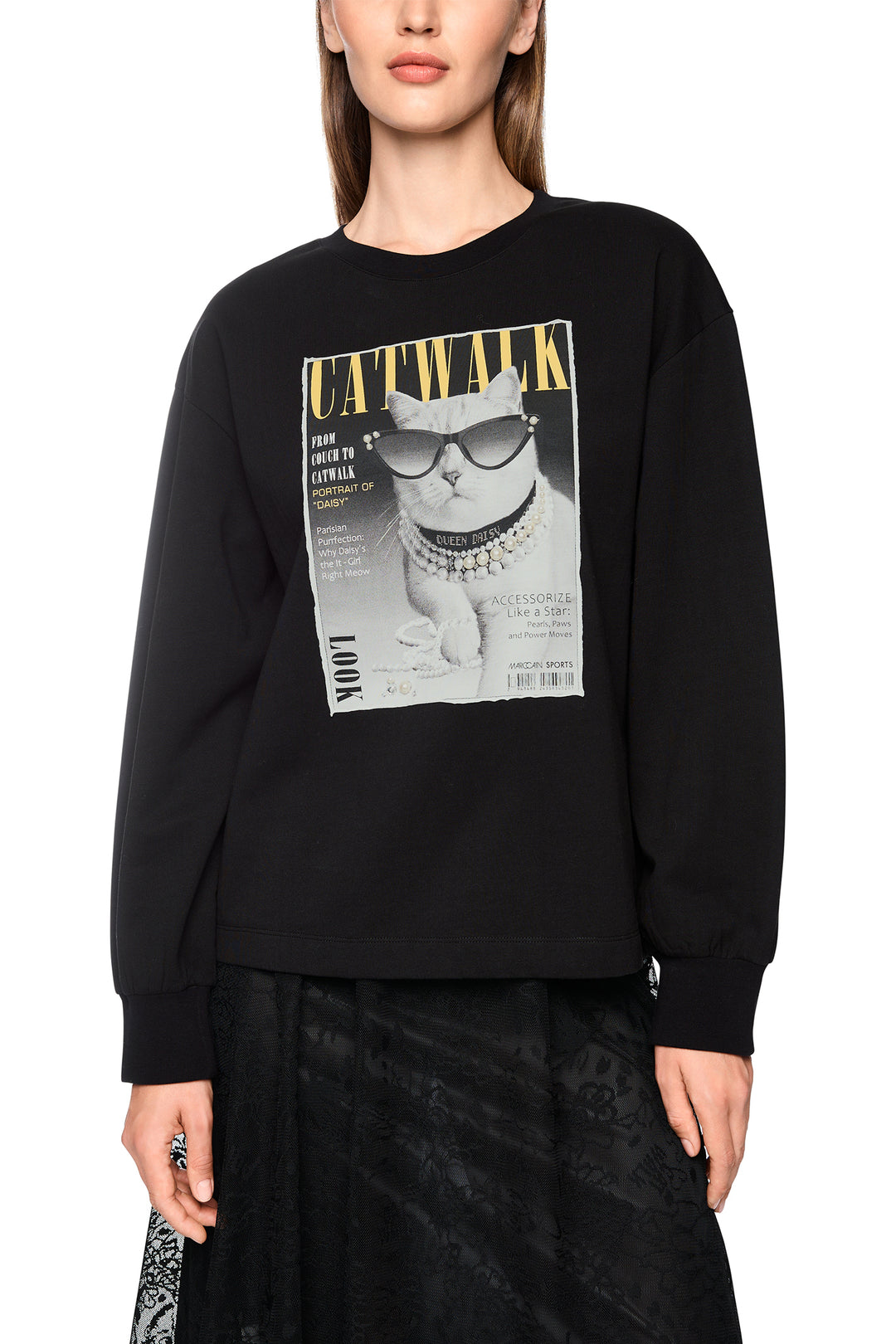Marc Cain Sports Black Jersey Sweatshirt, front view