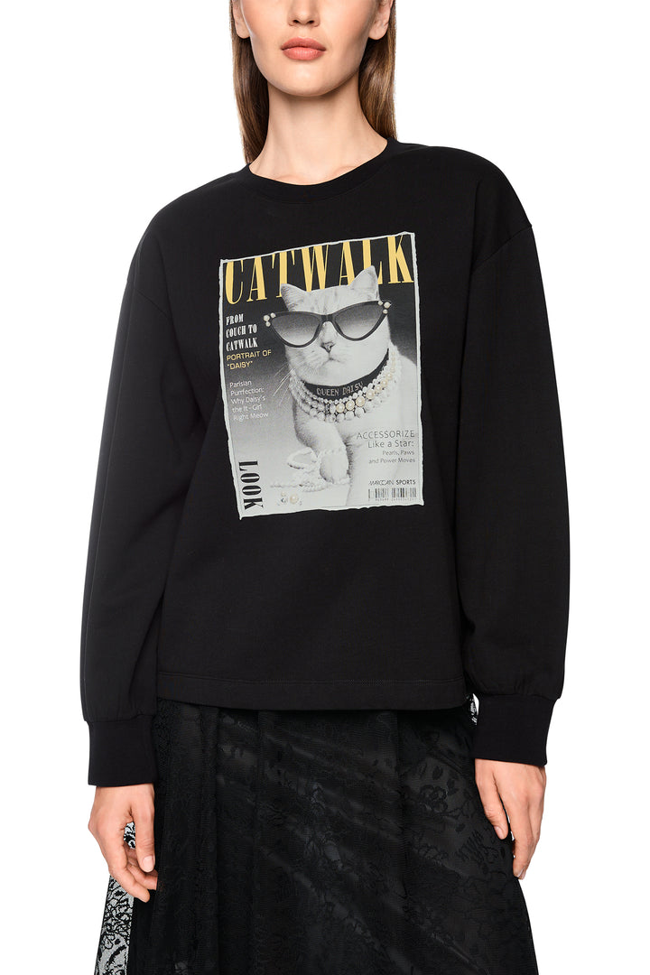 Marc Cain Sports Black Jersey Sweatshirt, front view