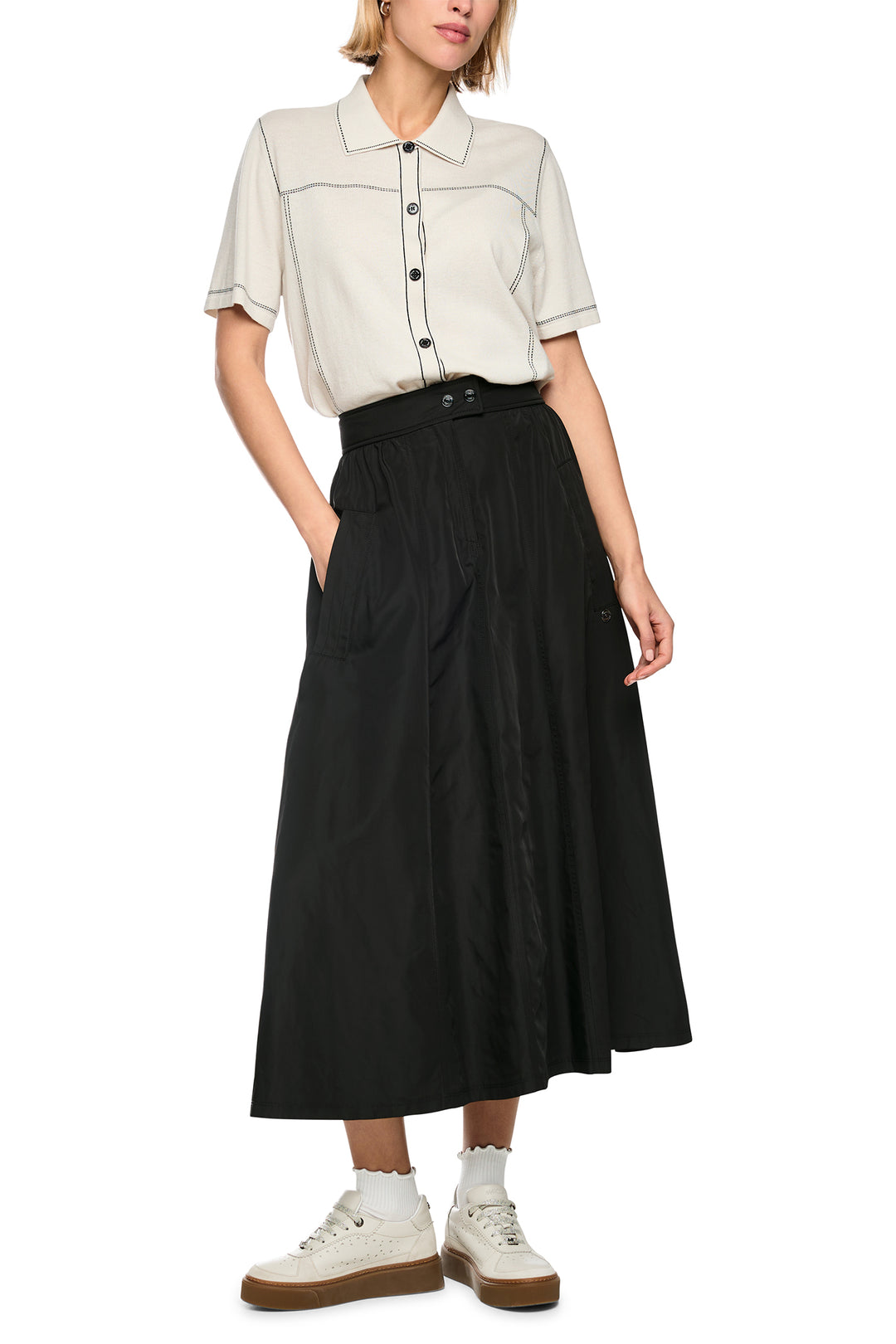 Marc Cain Sports black woven midi skirt at Olivia Grace Fashion