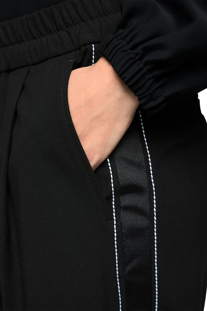 Marc Cain Sports Black Woven Trousers, waistband detail