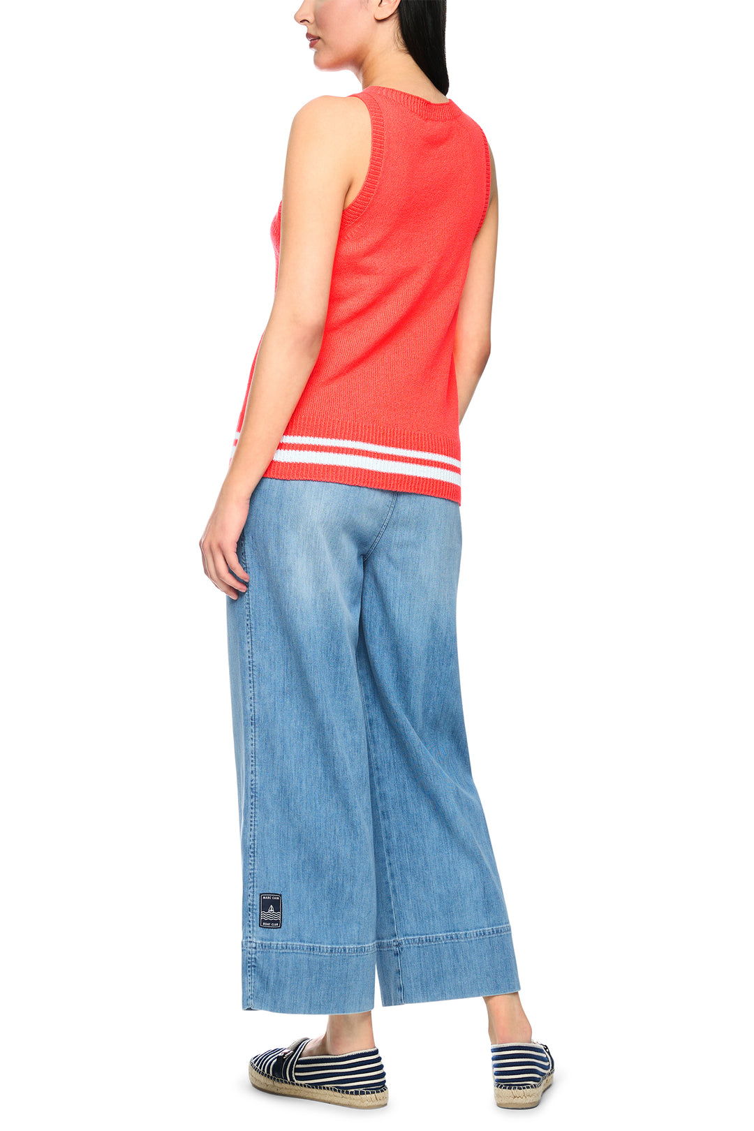 Marc Cain Sports bright tomato red knitted vest top at Olivia Grace Fashion