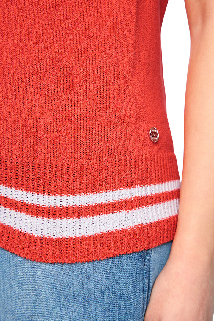 Marc Cain Sports bright tomato red knitted vest top at Olivia Grace Fashion