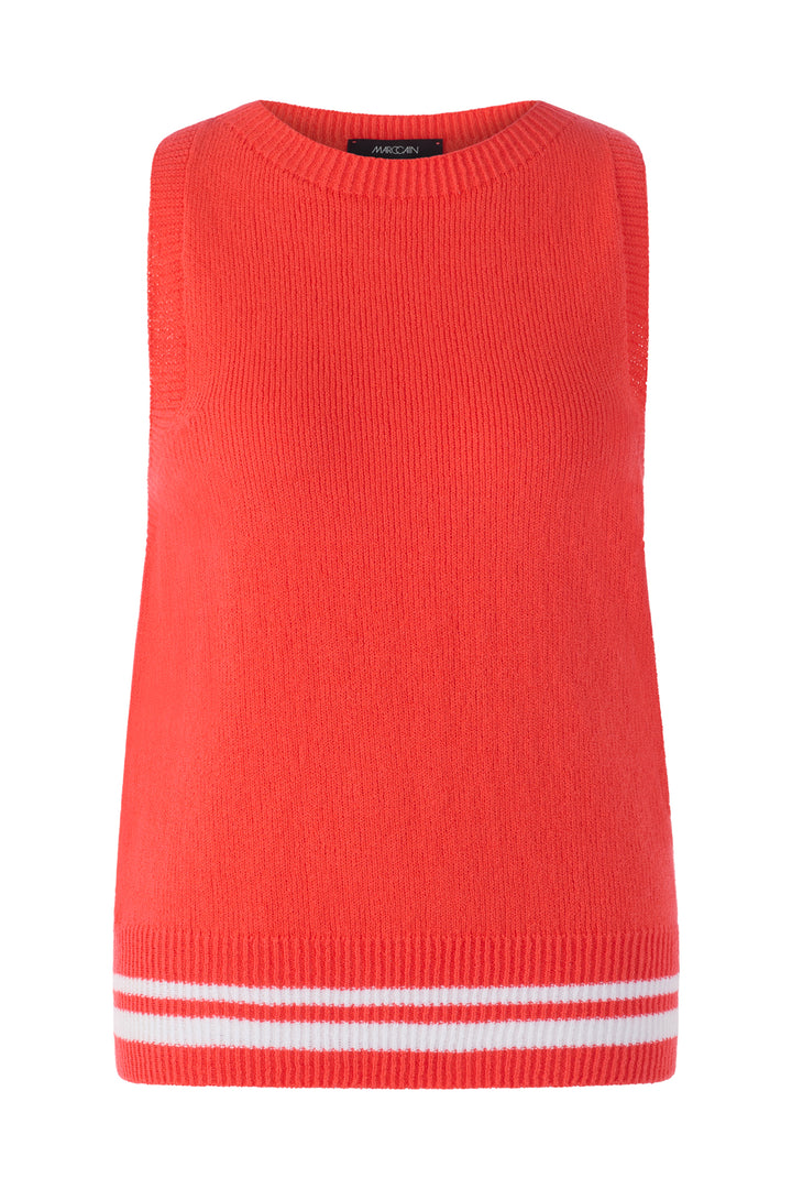 Marc Cain Sports bright tomato red knitted vest top at Olivia Grace Fashion