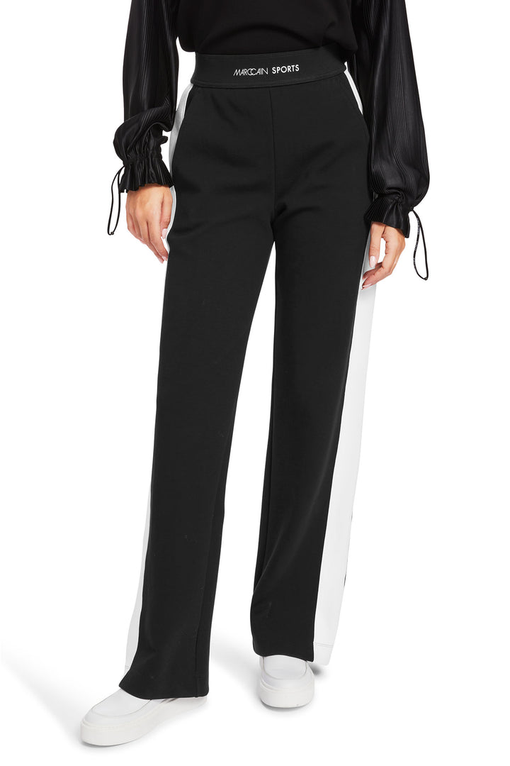 Marc Cain Sports Pull-On Trousers Black With Side Stripe XS 81.38 J09 900 - Olivia Grace Fashion
