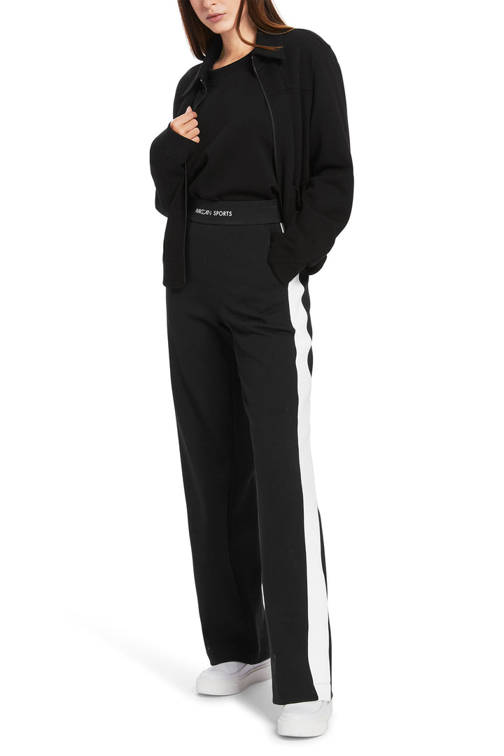 Marc Cain Sports Pull-On Trousers Black With Side Stripe XS 81.38 J09 900 - Olivia Grace Fashion