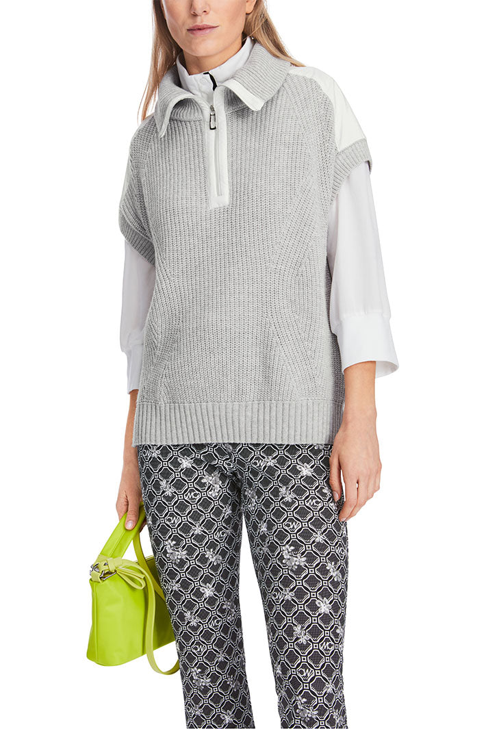 Marc Cain Sports Silver Grey Tank Top Zip Neck XS 42.02 M12 810 - Olivia Grace Fashion