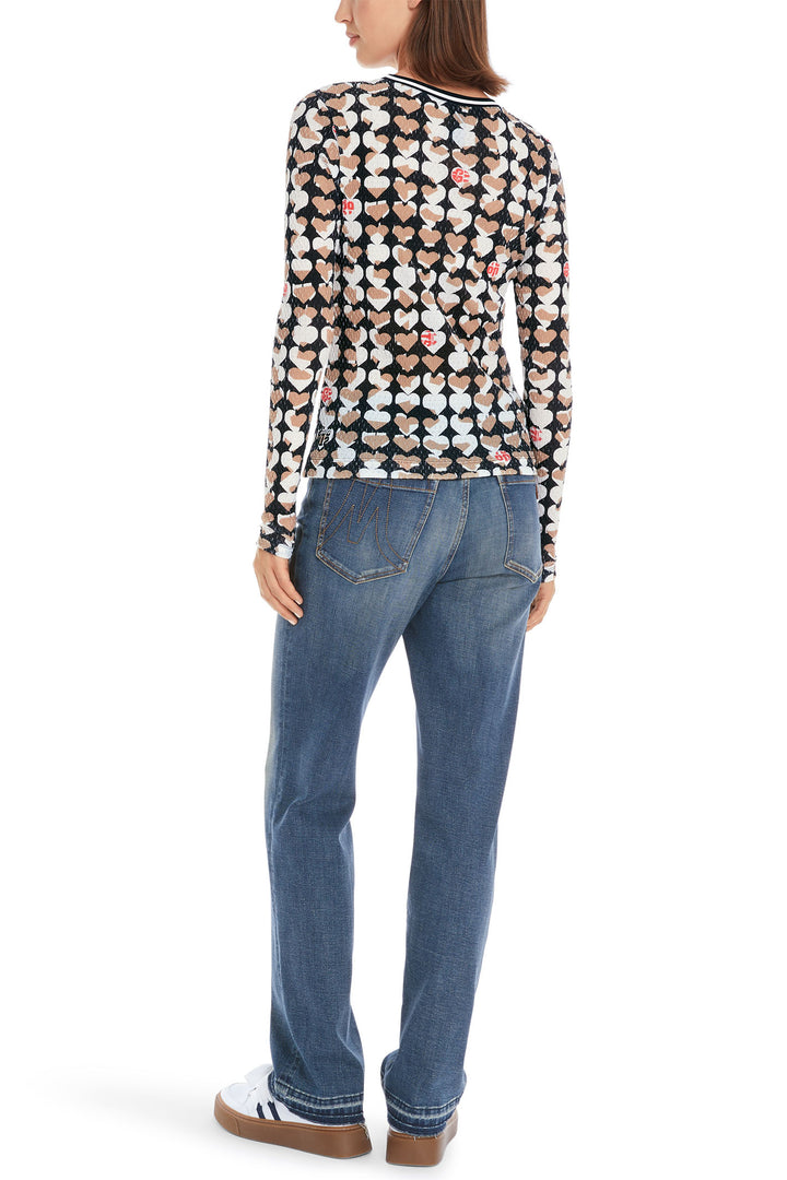 Marc Cain Sports T-Shirt Long Sleeve Navy Print YS 48.06 J01 394 - Olivia Grace Fashion