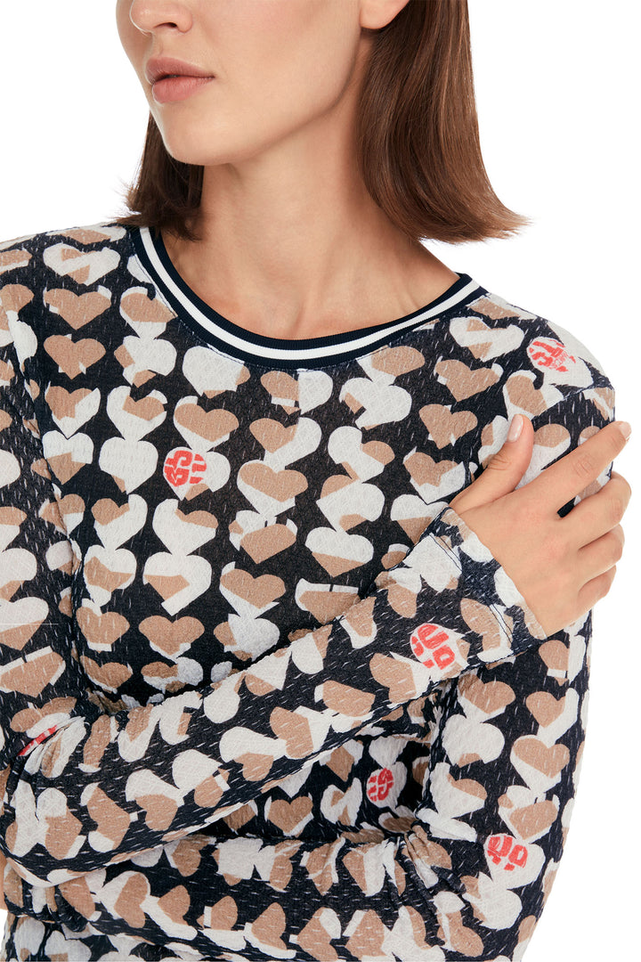 Marc Cain Sports T-Shirt Long Sleeve Navy Print YS 48.06 J01 394 - Olivia Grace Fashion