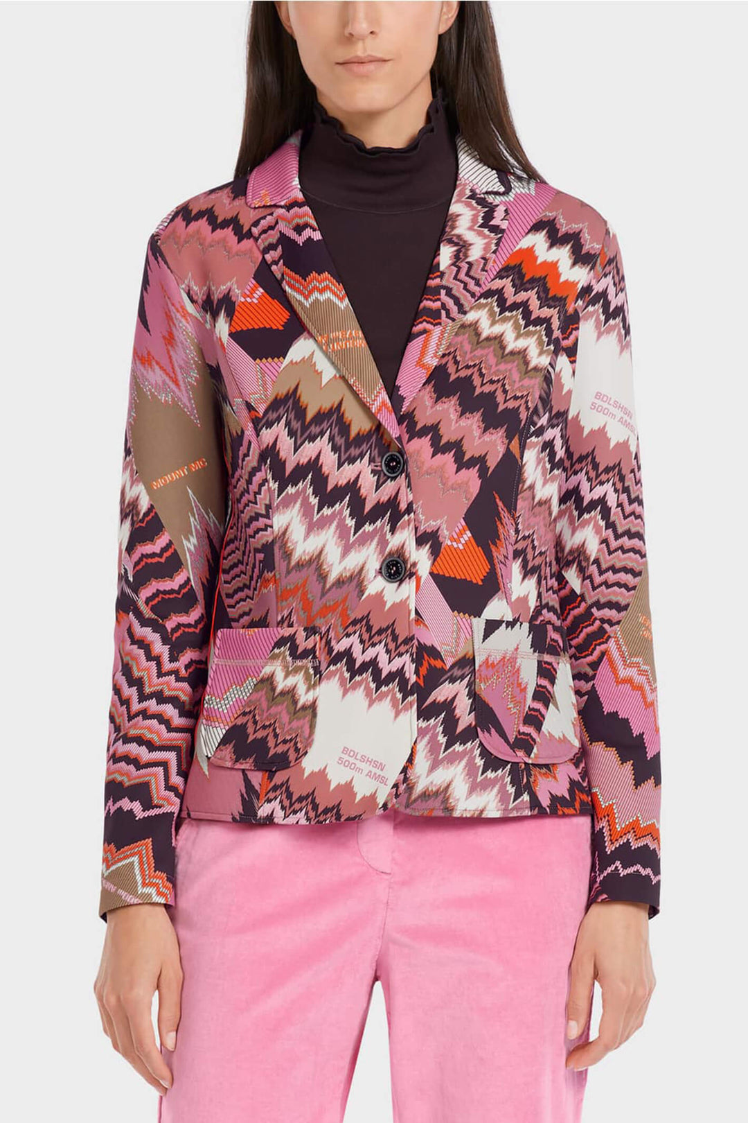 Marc Cain Sports VS 34.08 J44 254 Pink Bright Orchid Print Jacket - Olivia Grace Fashion