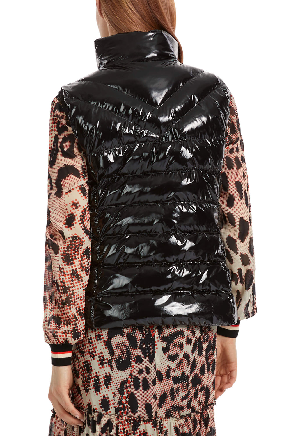 Marc Cain Sports VS 37.01 W36 900 Black Gloss Padded Gilet - Oliva Grace Fashion