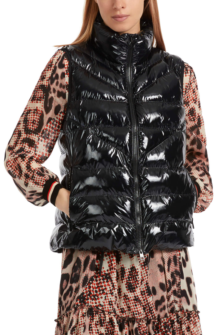 Marc Cain Sports VS 37.01 W36 900 Black Gloss Padded Gilet - Oliva Grace Fashion
