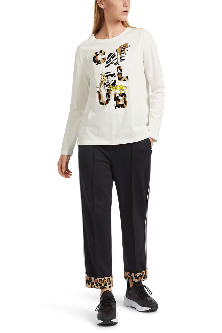Marc Cain Sports VS 48.40 J79 Off White Cat Club Long Sleeve T-Shirt - Olivia Grace Fashion