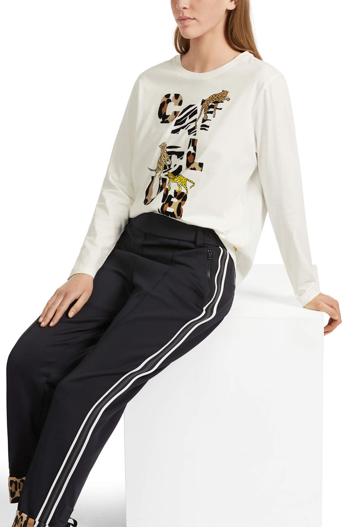 Marc Cain Sports VS 48.40 J79 Off White Cat Club Long Sleeve T-Shirt - Olivia Grace Fashion