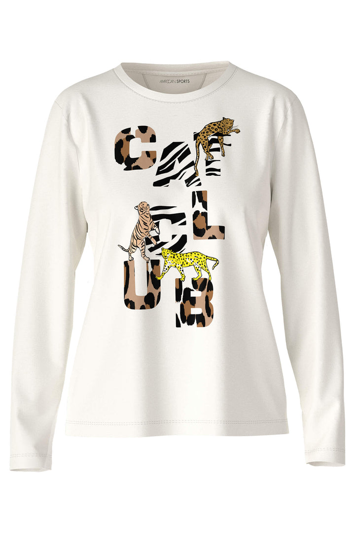 Marc Cain Sports VS 48.40 J79 Off White Cat Club Long Sleeve T-Shirt - Olivia Grace Fashion