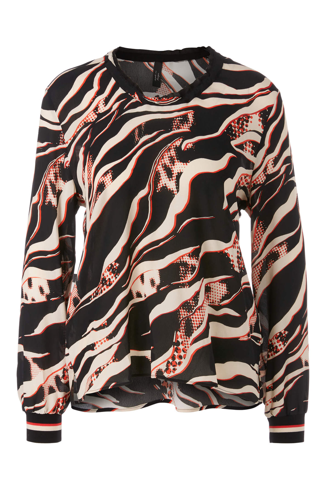 Marc Cain Sports VS 51.11 W38 278 Black Campari Orange Print Blouse - Olivia Grace Fashion
