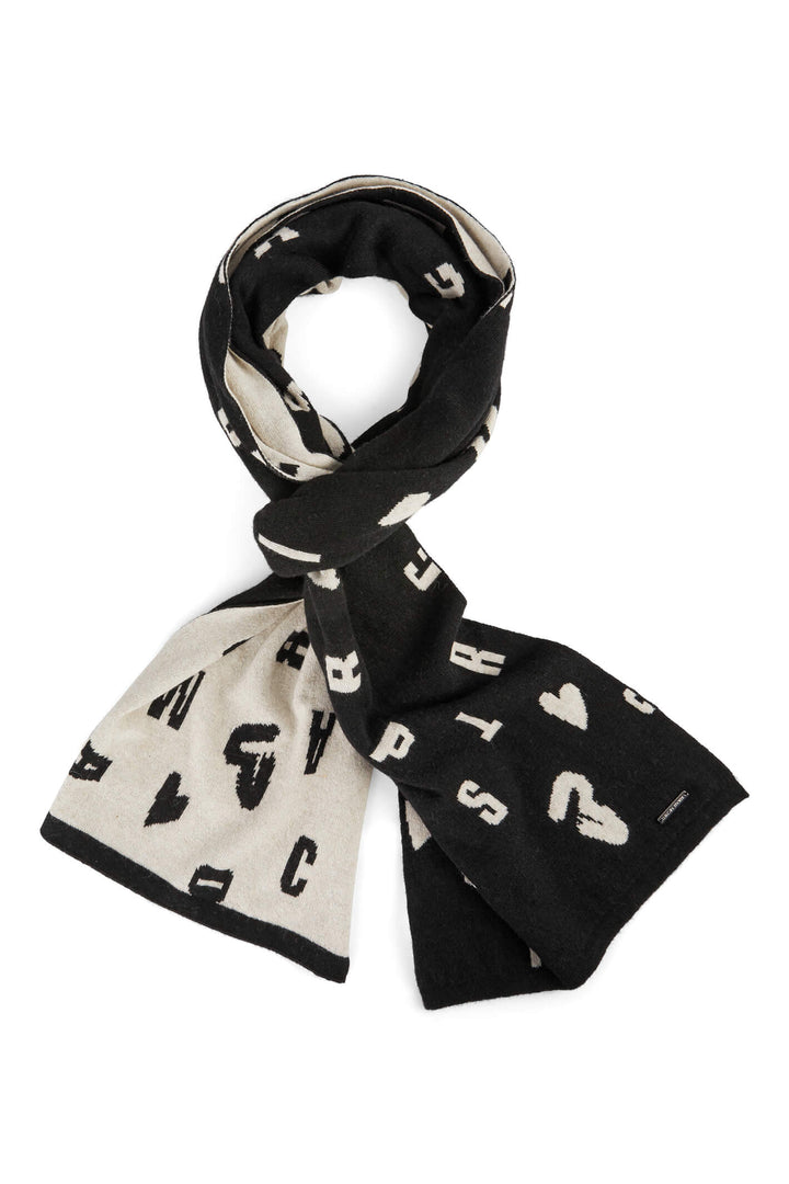Marc Cain Sports VS B4.19 Z26 900 Black Reversible "Rethink Together” Scarf - Olivia Grace Fashion
