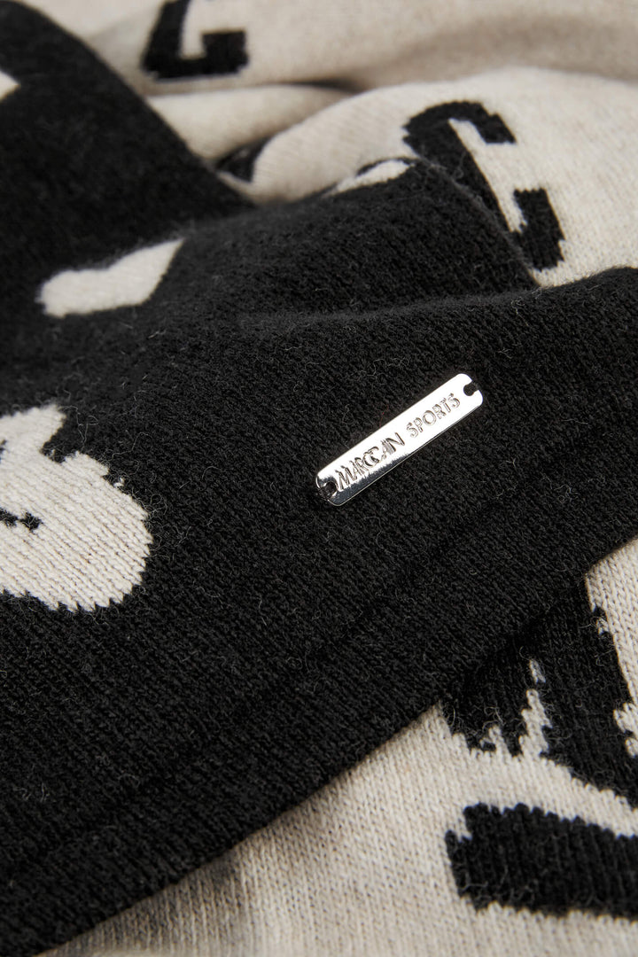 Marc Cain Sports VS B4.19 Z26 900 Black Reversible "Rethink Together” Scarf - Olivia Grace Fashion