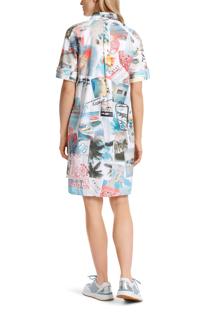 Marc Cain Sports WS 21.34 W82 238 White Holiday Print Shirt Dress - Olivia Grace Fashion