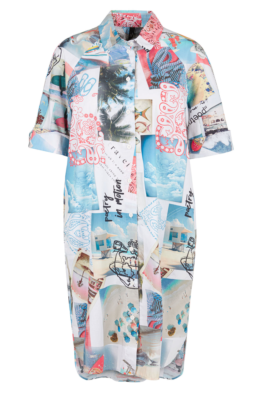 Marc Cain Sports WS 21.34 W82 238 White Holiday Print Shirt Dress - Olivia Grace Fashion