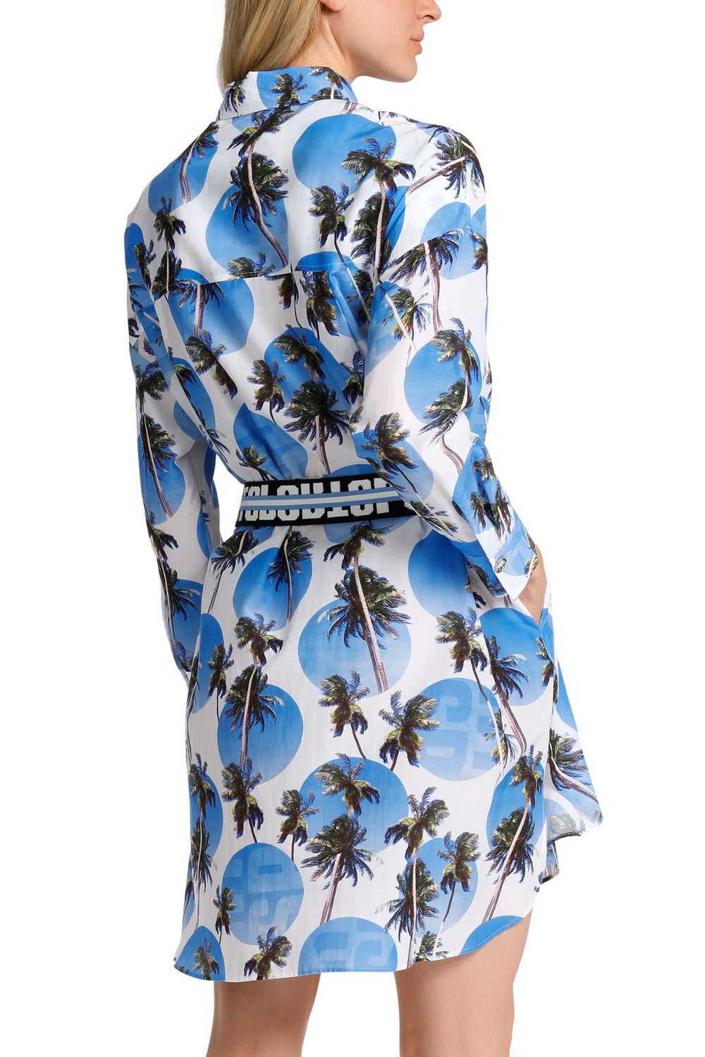 Marc Cain Sports WS 21.42 W44 363 Bright Azure Blue Palm Shirt Dress - Olivia Grace Fashion