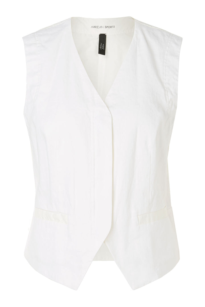 Marc Cain Sports WS 37.04 W03 100 White Zip Front Waistcoat - Olivia Grace Fashion