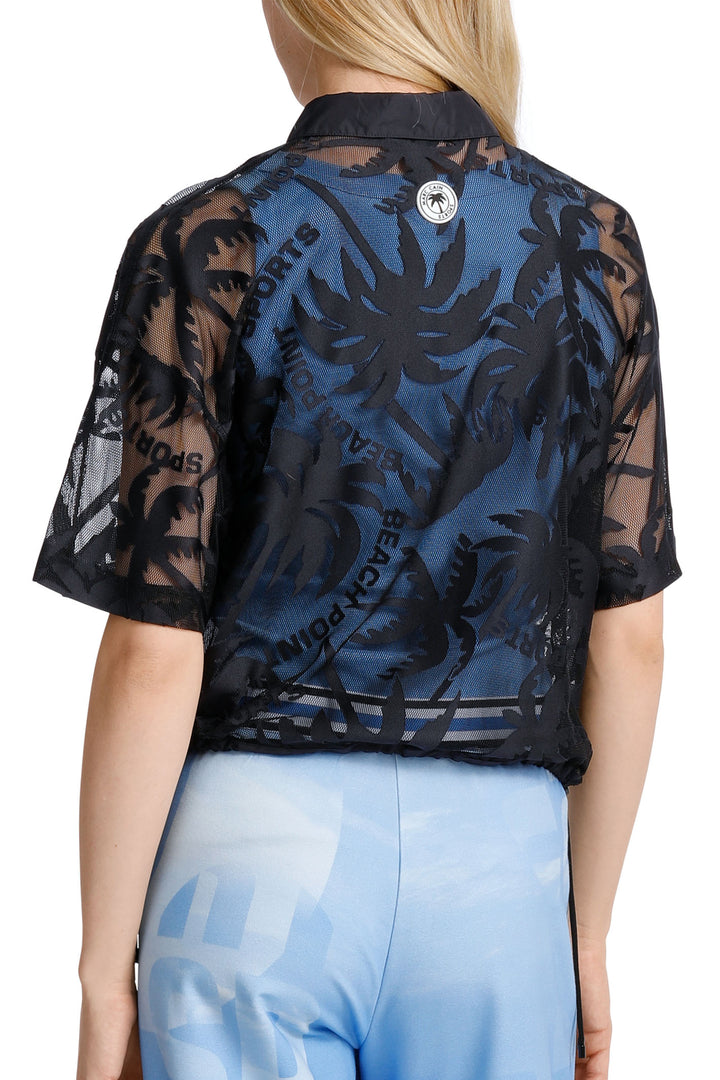 Marc Cain Sports WS 53.08 J79 395 Midnight Blue Navy Mesh Top - Olivia Grace Fashion