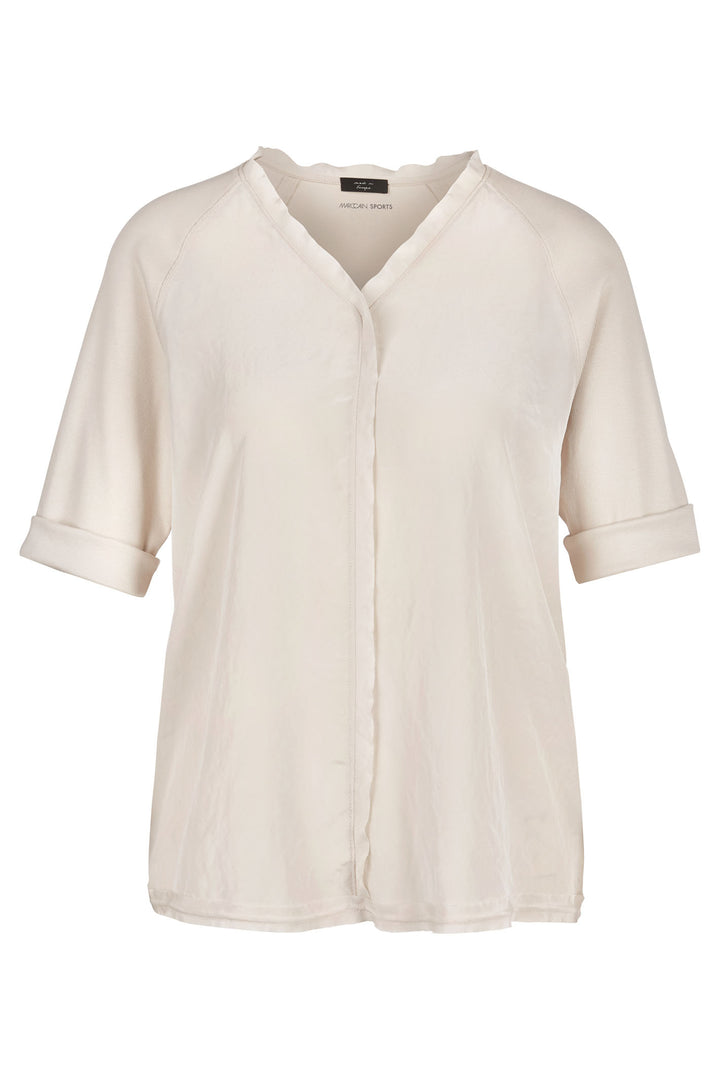 Marc Cain Sports WS 55.04 J67 117 Beige Soft Moon Rock V-Neck Blouse - Olivia Grace Fashion