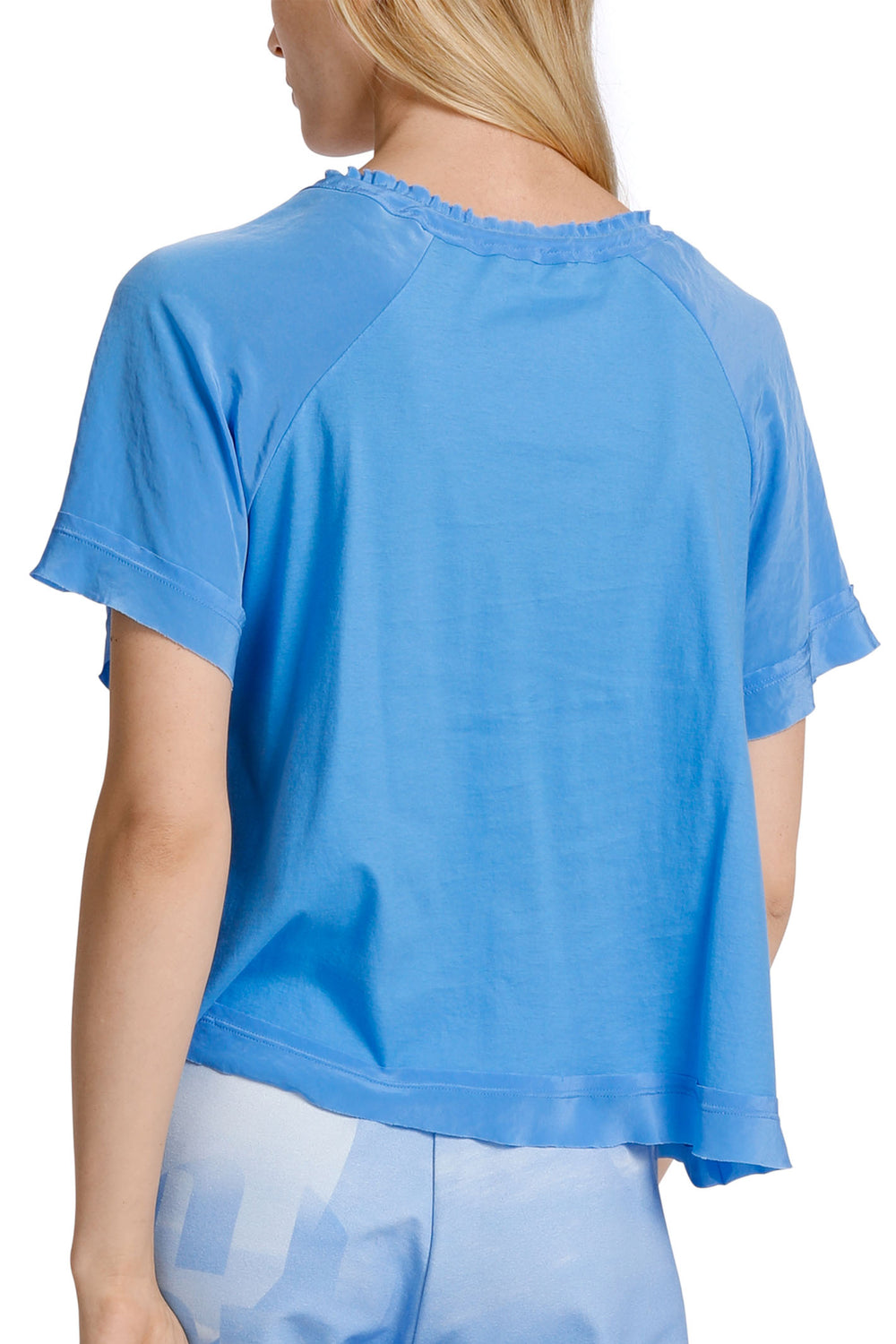 Marc Cain Sports WS 55.07 J67 363 Bright Azure Blue V-Neck Top - Olivia Grace Fashion