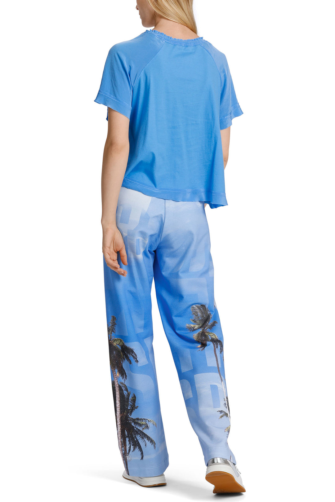 Marc Cain Sports WS 55.07 J67 363 Bright Azure Blue V-Neck Top - Olivia Grace Fashion