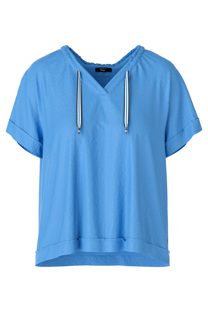 Marc Cain Sports WS 55.07 J67 363 Bright Azure Blue V-Neck Top - Olivia Grace Fashion