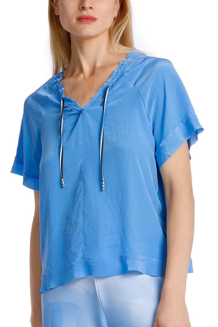 Marc Cain Sports WS 55.07 J67 363 Bright Azure Blue V-Neck Top - Olivia Grace Fashion
