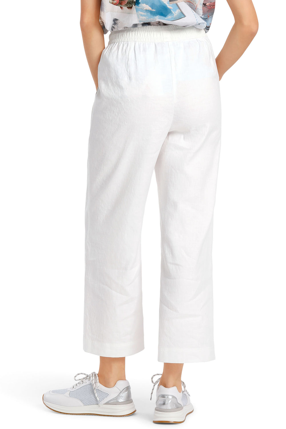 Marc Cain Sports WS 81.47 W03 100 White Cropped Drawstring Trousers - Olivia Grace Fashion