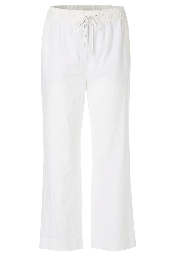 Marc Cain Sports WS 81.47 W03 100 White Cropped Drawstring Trousers - Olivia Grace Fashion