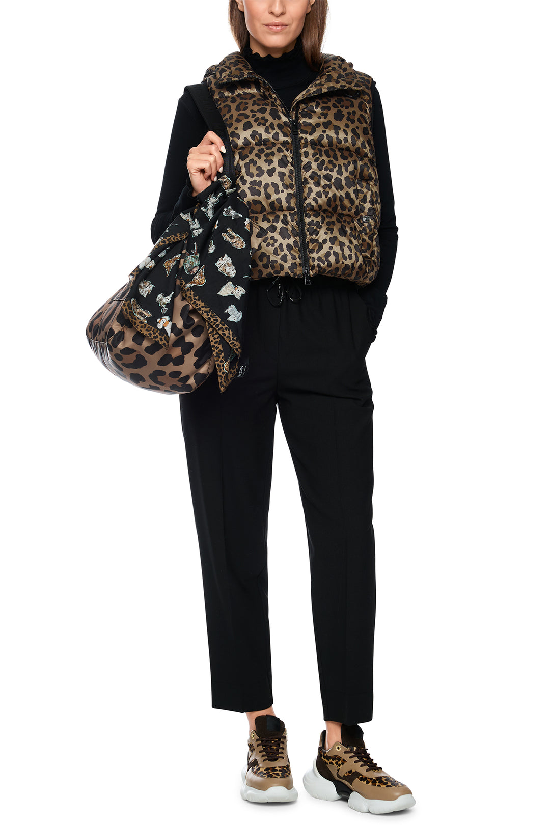 Marc Cain Sports ZS 37.05 W55 Milk Coffee Padded Animal Print Gilet 624