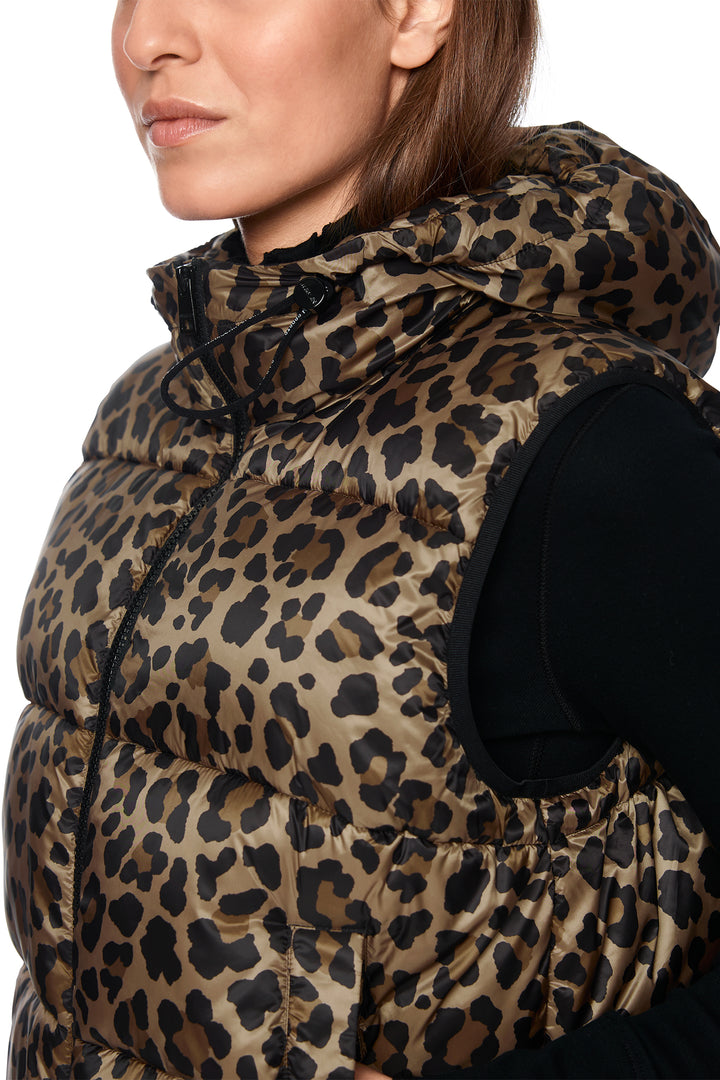 Marc Cain Sports ZS 37.05 W55 Milk Coffee Padded Animal Print Gilet 624