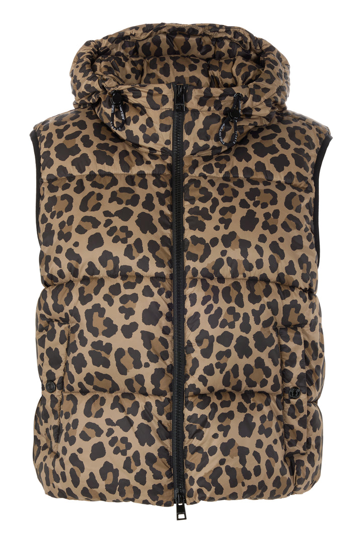 Marc Cain Sports ZS 37.05 W55 Milk Coffee Padded Animal Print Gilet 624