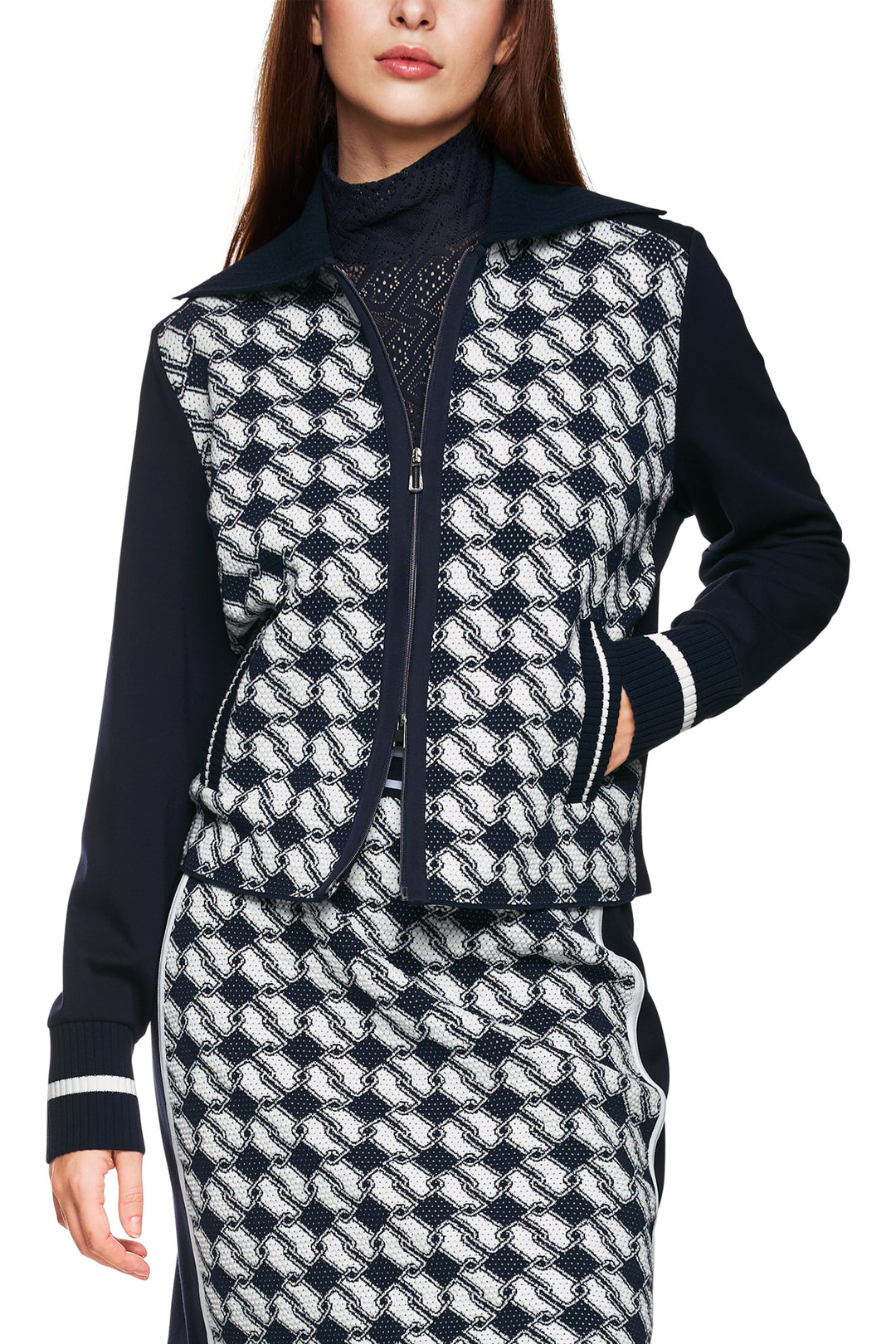 Marc Cain Sports ZS 39.08 M14 Navy Zip Front Cardigan Jacket 394 - Olivia Grace Fashion