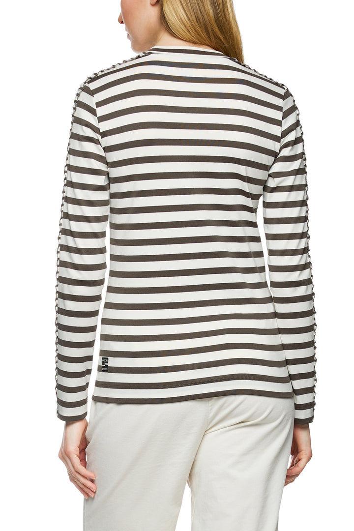 Marc Cain Sports ZS 48.13 J37 Olive Drab Stripe Top 595 - Olivia Grace Fashion