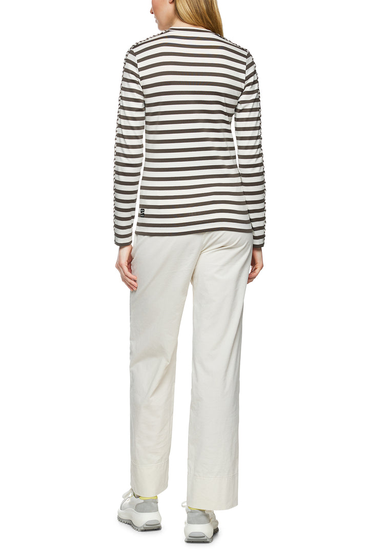 Marc Cain Sports ZS 48.13 J37 Olive Drab Stripe Top 595 - Olivia Grace Fashion