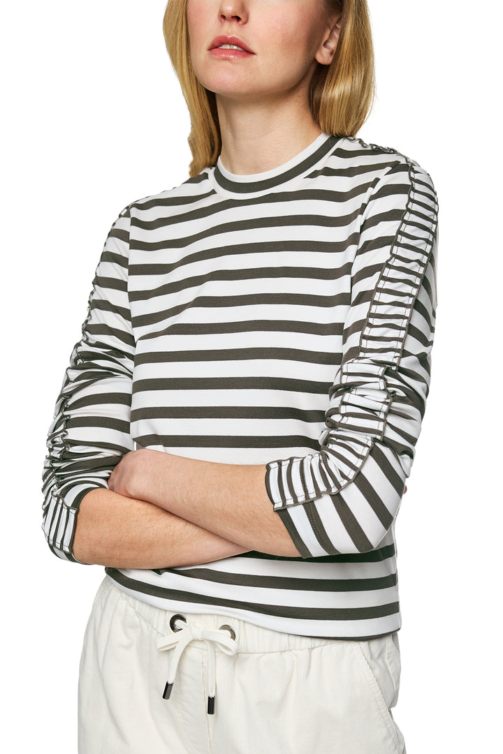 Marc Cain Sports ZS 48.13 J37 Olive Drab Stripe Top 595 - Olivia Grace Fashion