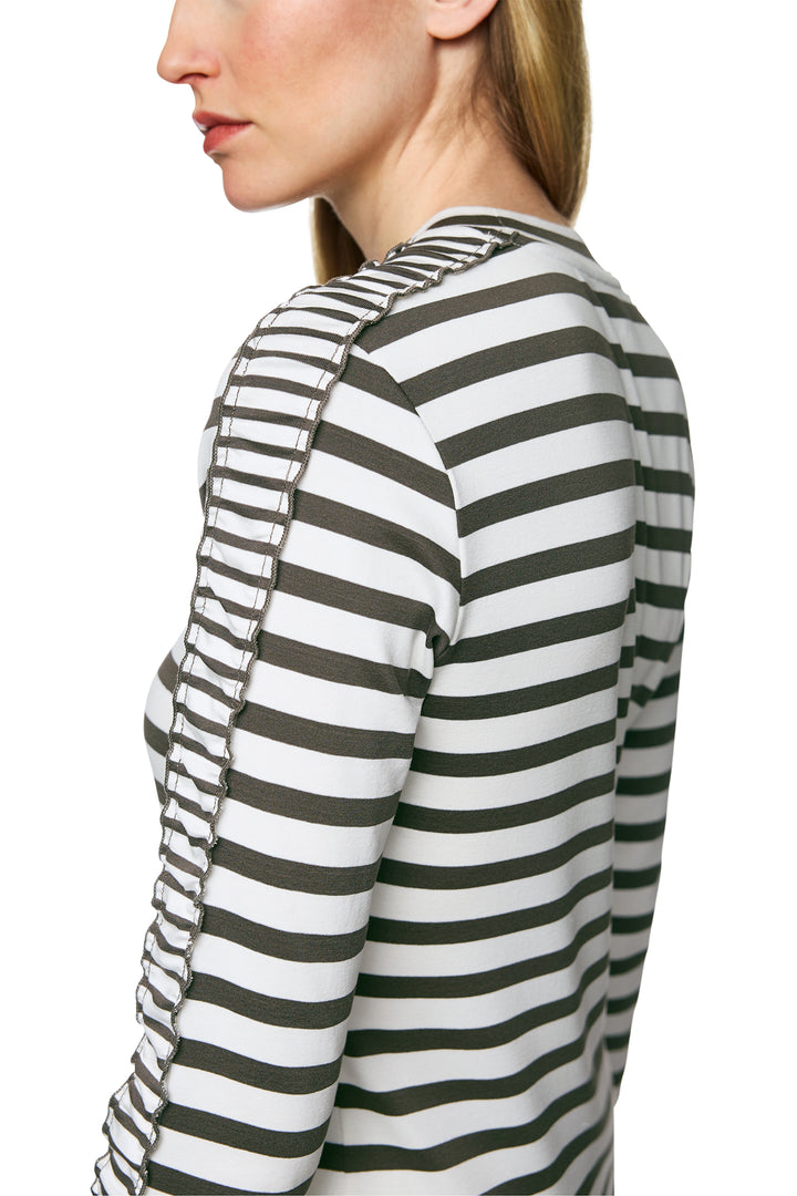 Marc Cain Sports ZS 48.13 J37 Olive Drab Stripe Top 595 - Olivia Grace Fashion