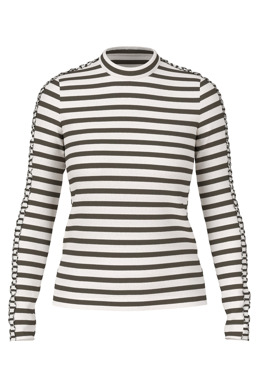 Marc Cain Sports ZS 48.13 J37 Olive Drab Stripe Top 595 - Olivia Grace Fashion