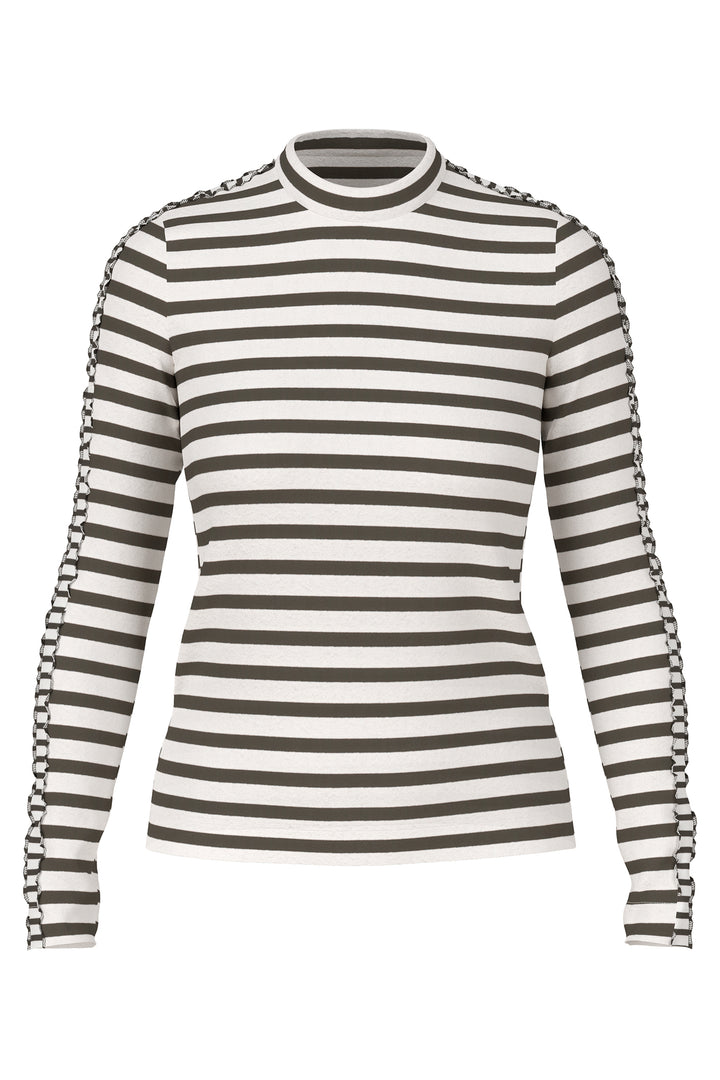 Marc Cain Sports ZS 48.13 J37 Olive Drab Stripe Top 595 - Olivia Grace Fashion