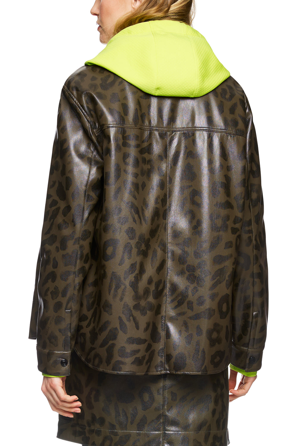 Marc Cain Sports ZS 51.13 J13 Olive Drab Faux Leather Shirt 595 - Olivia Grace Fashion