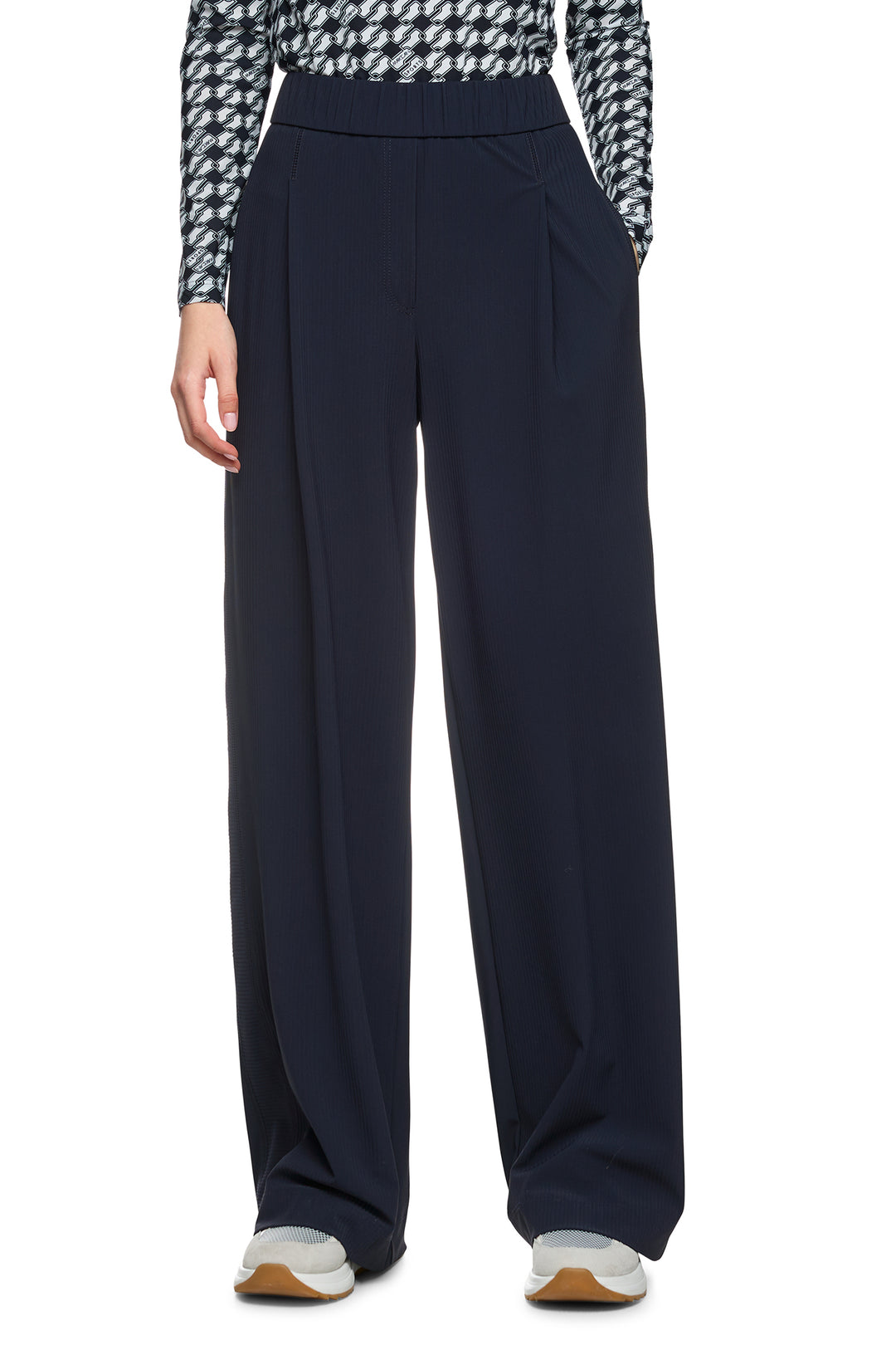 Marc Cain Sports ZS 81.20 J40 Navy Wedi Wide Leg Pull-On Trousers 394 - Olivia Grace Fashion
