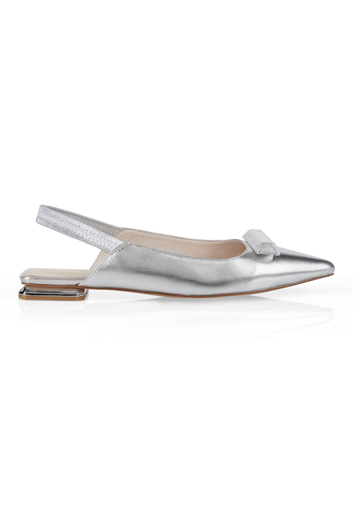 Marc Cain WB SF.01 L05 800 Silver Flat Slingback Shoes - Olivia Grace Fashion