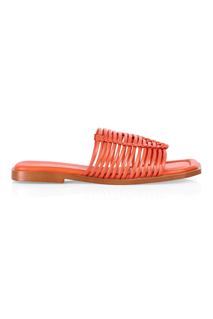 Marc Cain WB SG.12 L20 223 Bright Tomato Orange Slider Sandals - Olivia Grace Fashion