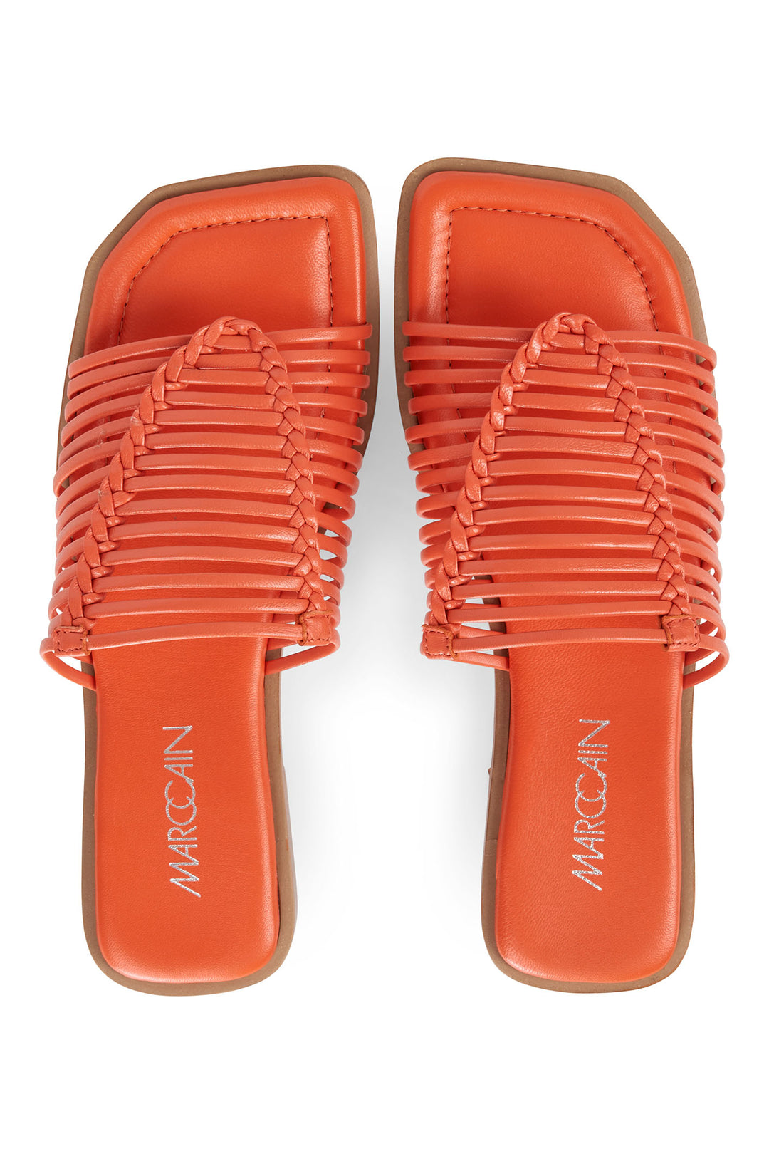 Marc Cain WB SG.12 L20 223 Bright Tomato Orange Slider Sandals - Olivia Grace Fashion