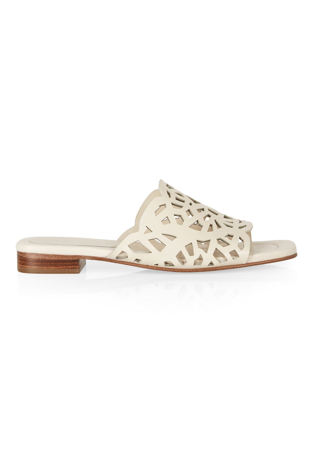 Marc Cain WB SG.16 L24 100 Cream Laser Cut Slider Sandals - Olivia Grace Fashion