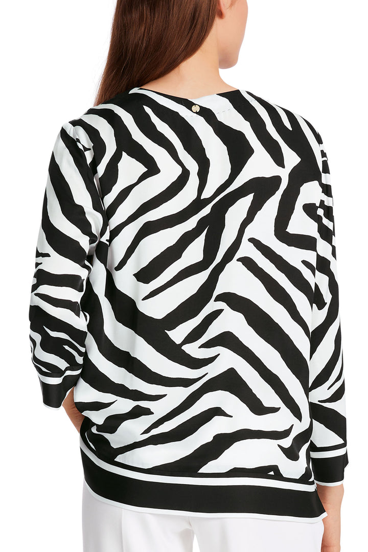 Marc Cain WC 51.28 W53 Black White Zebra Animal Print Top - Olivia Grace Fashion